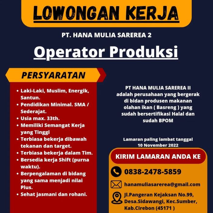 NOW HIRING!! PRODUCTION OPERATORS / MACHINE OPERATORS Company Name ...