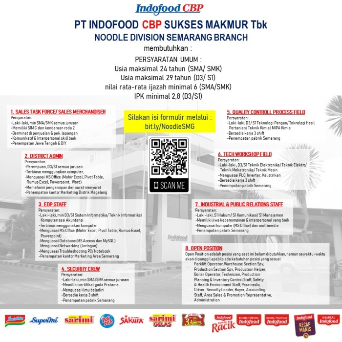 Lowongan kerja pt indofood cbp sukses makmur tbk bandung